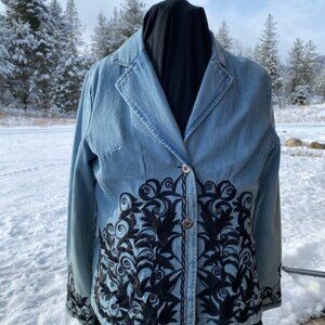 Coldwater Creek Denim and Embroidered Jacket